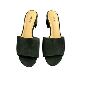 L'agence Green Suede Open Toe Block Heel‎ Slip On Size 37 US 6